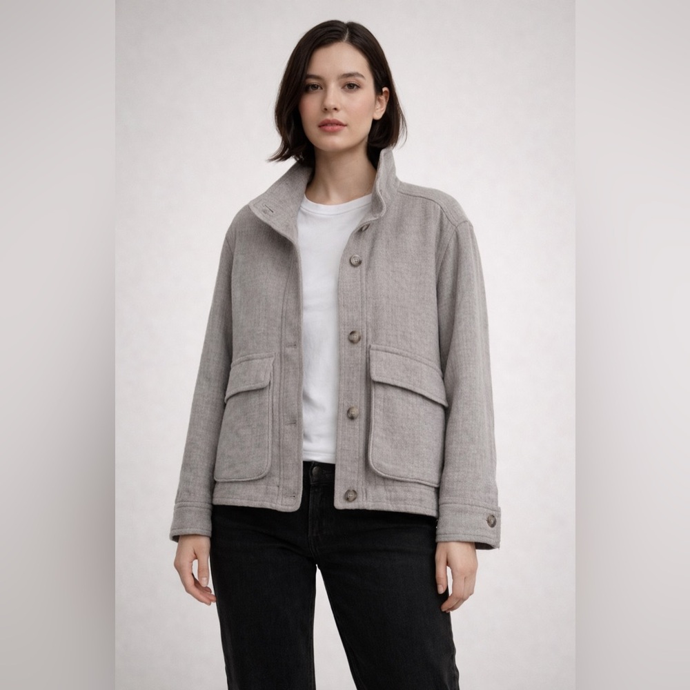 Madewell Clairmont Cropped Light Tan Recycled Wool Blend Size Small